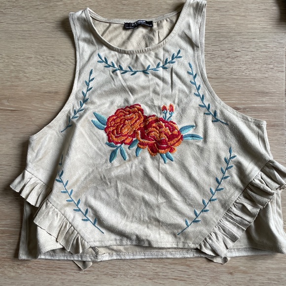 Zara Suede Crop Top - Picture 1 of 4